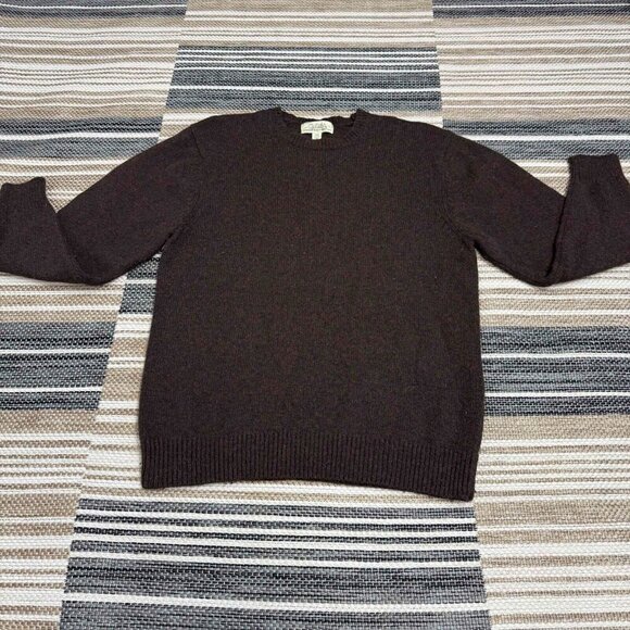 Cabelas Mens Sweater Wool Blend Long Sleeve Pullover Solid Brown Size Medium